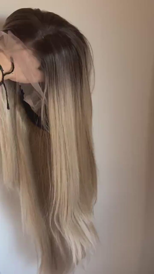 30" Icy Platinum Blonde Lace Front Wig – Rooted Ash Blend Futura  Fiber Natural density Layered Haircut customization available CARTUCHO